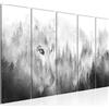 Runa Art Murali XXL Foresta nebbia 200 x 80 cm Bianco e nero 5 Pezzi - Made in Germany - 033455c