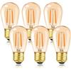 Caldarax 6 Pezzi Lampadina Vintage Edison LED S14 E27, 1W LED Filamento Equivalente a 10W, Vetro Ambrata, Bianca Calda 2200K, Non Dimmerabile, Lampadine Decorativo Retro Stile per Ristoranti Caffè Bar