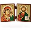 NKlaus - Madre di Dio di Kazan e Gesù Cristo - Trittico di icone cristiane - Kazanskaya I Spasitel - legno d'altare da viaggio 36174