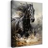 MuchoWow© Stampe Su Tela Quadro Soggiorno Quadri Camera Da Letto Moderni | 50x70 cm - Accessori Salotto Poster Da Parete Con Cornice Decorazione Muro Cavalli - Bianco - Nero - Animali