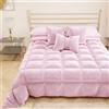 PETTI Artigiani Italiani - Trapunta Invernale Matrimoniale 260x270 cm in Velluto, Copriletto Piumone Double Face Anallergico 350 g/m², Trapunta Calda per Letto, Rosa, Made in Italy