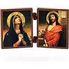 NKlaus - Deva Maria e Gesù - dittico cristiano in legno - Skorbjashhaja Bogorodica i Spasitel - altare itinerante 36153