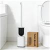 Generic Set di spazzola per WC in silicone e supporto, testina flessibile per WC con silicone, manico lungo, montaggio a parete con base anti-perdita rimovibile, setole morbide per pulizia profonda del bagno