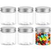 erioctry Confezione da 6 contenitori di plastica (PET) vuoti, da 200 ml, con tappi di alluminio color argento, per cosmetici, creme, lozioni, pomate, trucco