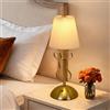 HIAME Lampada da tavolo a LED senza fili, 3 colori, dimmerabile, con paralume in tessuto, lampada da tavolo portatile senza fili, batteria touch, lampada da comodino, dimmerabile, per camera da letto, sala