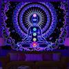 Ulticool - Mandala Chakra - Glow in the Dark - Arazzo da parete con luce nera sotto i raggi UV reattiva, nero neon light - Blacklight psichedelico al buio - 200x150 cm