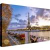 Wallazz Quadri Moderni Soggiorno Parigi, Tour Eiffel, Arco di Trionfo - 100% Made in Italy - Stampa HD su Tela Canvas - Quadro Camera da Letto - Qualità Artigianale - 70x140cm