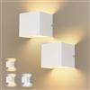 Dehobo Applique da Parete Interno - Appliques LED da Muro Camera da Letto | Moderno Faretti Senza Fili da Parete Bianco Opaco 150LM 3000K 4000K 6000K per Soggiorno, Bagno, Corridoio - 2 Pezzi