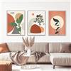 ZFTCN Set di 3 poster bohemien, astratti, disegno a matita di donna, foglia botanica, arte murale, senza cornice, 3 pezzi - 40 x 60 cm