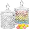 Bakiauli 2 Pezzi Scatola di Caramelle in Cristallo, Vasi Confettata con Coperchio Vetro Porta Caramelle da Tavolo per Spuntini Regali Decorativi Partito