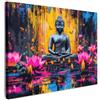 MuchoWow© Quadri Moderni Soggiorno Poster Da Parete Decorazioni Muro | 40x30 cm - Salotto Quadro Grande Foto Con Cornice Stampe Su Tela Camera Da Letto Buddha - Fiori - Candele - Giallo