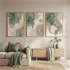 DFZEWKI Quadro astratto giapponese con foglie, verde salvia, beige, decorazione zen moderna su tela, ideale per soggiorno e camera da letto (40x60 cm (16x24 pollici) x 3/Senza cornice)