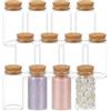 BENECREAT 12 bottigliette in vetro, mini barattoli trasparenti da 3.7 x 7 cm con tappi in sughero per conservare perline e lavori fai da te, 50 ml