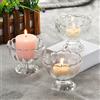 QHYK Set di 6 portacandele votive, in vetro trasparente, con candeline bianche, Portalumini per e candeline, decorazione da tavolo, matrimonio, compleanno, creazioni personalizzate
