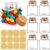 Xishoyen 6 mini bottiglie di vetro con tappo in sughero, 50 ml, piccoli barattoli con tappo in sughero, quadrate, piccole bottiglie di vetro da riempire con etichette adesive, mini bottiglie di vetro per fai