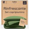 Bambaw Completo Lenzuola in Fibra di Bambù da 2 Pezzi, Set Copripiumino Singolo 135x200 cm con 1 Federa Cuscino Rinfrescante (80 x 80 cm), Morbido, Traspirante e Ipoallergenico (Oliva)