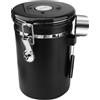 Atliberswo Barattolo caffe in acciaio inox 1,8L ermetico con cucchiaio | Chiusura sottovuoto, indicatore data, acciaio inox alimentare, valvola in silicone, per caffè tè e frutta secca