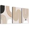 HALFLEMART 3Pcs Boho Minimalista Astratto Stampa su tela Con Cornice Caramello Beige Metà secolo Geometrico Pittura Quadri su tela Quadri Moderni Bagno Camera da Letto Soggiorno Stampe da Parete 50x70cm x3
