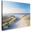 MuchoWow© Quadro Camera Da Letto Quadri Soggiorno Decorazione Parete Quadri | 40x30 cm - Moderni Su Tela Stampe Foto Con Cornice Quadretti PosterDuna - Gabbiano - Spiaggia - Mare - Sole