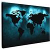 MuchoWow© Quadri Moderni Camera Da Letto Foto Quadro Decorazioni Parete | 120x80 cm - Soggiorno Stampa Su Tela Moderna Cucina Salotto Poster AstrattiMappa del mondo - Nero - Blu