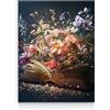 Dazzlewall Quadro Libro Fiorale Colorato, Poster Fantasy Vintage Estetico Biblioteca per Studio Camera da Letto Soggiorno Biblioteca 30×40 cm Senza Cornice
