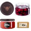 KADAX Set di 10 vasetti per marmellata con coperchi ermetici - 250 ml - Ideali come regalo - Motivo api dorate