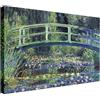 Wallazz Quadri Moderni Soggiorno Riproduzione Quadri famosi su tela - 100% Made in Italy - Claude Monet Il ponte Giapponese - Quadro Camera da Letto - Qualità Artigianale - 50x70cm