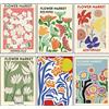QincLing Set di 6 eleganti immagini floreali a forma di fiore, poster artistici, formato A4, moderna, decorazione da parete vintage, senza cornice, di alta qualità, per soggiorno, camera da letto, sala da