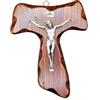 La Balestra Croce Tau da Parete - Artigianale Made in Italy Cristo e INRI Placcati Argento 999 - Crocifissi da Parete in Legno, Cura e Precisione dei dettagli di Gesù Crocifisso - 18x14cm
