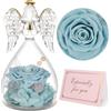 Yamonic Rosa Eterna Regalo Donna, Rosa Stabilizzata con Angelo di Vetro Regalo Mamma Compleanno, Angeli Custodi Regali Nonna, Statuette Angeli con Fiori Eterni Festa della Mamma Idee Regali Natale