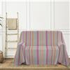 PENSIERI DELICATI Telo Copridivano 180 x 290 cm Made in Italy, Telo Copritutto 100% Cotone Puro Riciclato Tinto in Filo con Riga Alternata Rodry Fucsia e Arancio, Ideale Come Telo Arredo, Salva Divano