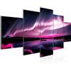 Runa Art - Quadri Aurora Islanda 200 x 100 cm 5 Pezzi XXL Decorazione Murale Design Viola 041951c