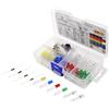 Quadrios GmbH - Set di diodi luminosi a LED super luminosi, 5 mm, con resistenze e documentazione, 130 pezzi, colore rosso/verde/giallo/blu/bianco caldo/bianco freddo e resistenze 220/470/680/1000 Ohm