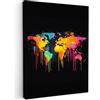 MuchoWow© Quadro Su Tela Grandi Dimensioni Quadri Moderni Soggiorno Stampa | 50x70 cm - Di Foto Decorazione Camera Letto Da Parete Con Cornice Dipinti Mappa del mondo - Vernice - Colorato - Graffiti