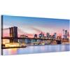 Generico Panorama di New York con il Ponte di Brooklyn - Quadro stampa su tela con telaio in legno - 120x60 cm