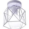 PETITES ECREVISSES Lampada da soffitto Industriale E27 Plafoniera Vintage Bianco Lampadario a Sospensione Retro in Metallo gabbia Geometrica 16cm Illuminazione Interni per Camera da Letto Cucina (Plafoniere - 1 Pezzo)