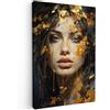 MuchoWow© Stampa Foto su Tela Quadro Moderno Soggiorno Quadretti da Parete | 40x60 cm - Decorazioni Casa Donna - Oro - Arte - Lusso - Ritratto