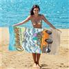 Generic Asciugamano da spiaggia con stampa avventura, design vintage surf, ad asciugatura rapida, resistente alla sabbia, leggero asciugamano da viaggio