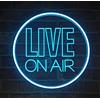 NOXTROND Live On Air - Insegna luminosa al neon rotonda, alimentata tramite USB, dimmerabile, per Tiktok, Twitch Streamer, gamer, sala giochi, decorazione studio (blu ghiaccio)
