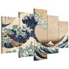 murando - Quadri Moderni per Soggiorno, Onda Kanagawa, 150x75 cm | Chiodi Inclusi, 5 Pezzi, Quadro Moderno, Pannelli Decorativi per Pareti, Decorazione da Parete, Resistenti Allo Sbiadimento
