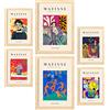 Nacnic Set di 6 Poster di Henri Matisse. Celebrazione. Stampe di fauvismo e arte astratta per l'interior design e la decorazione. A3 & A4, cornici color legno.