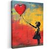MuchoWow© Quadri Moderni Soggiorno su Tela Quadro Canvas Foto Dipinti | 50x70 cm - Camera da Letto Decorazioni Pareti Banksy - Arte - Graffiti - Ragazza - Street art
