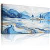 JHHUAMO Quadro Moderno Soggiorno Tela Paesaggio Montagna Camera 50x100 cm | Lago Blu, Lavorazione Raffinata, Materiale di Qualità, Stampa HD, Montaggio Semplice, Uso Versatile