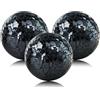 Yazikisa Sfere decorative per centrotavola ciotole nero mosaico sfere di vetro sfera crepa palla specchio globo scintilla decorazione tavolino vaso riempitivo casa Natale 3 pezzi 8,5 cm