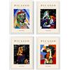 Nacnic Set di 4 illustrazioni di Picasso. Collezione di Dolore. Illustrazioni colorate in stile Galleria d'arte. Decorazione d'interni. A4 con cornice bianca.