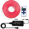 XUNATA Luce al Neon a LED Dimmerabile con Telecomando, 5m Striscia LED Flessibile + Telecomando 11 tasti + Alimentatore Trasformatore 12V Spina EU- Rosso