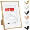HIMEETIME® 1x Cornice Foto A4 21x29.7cm Alluminio spazzolato dorata champagne,Passepartout 15X21 Cornice 21x30 Piccolo Montaggio a parete o esposizione da tavolo