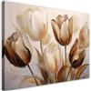 Feeby Quadro su Tela Non Tessuta - Stampa Su Tela - Tulipani Fiori Beige seppia - 90x60 cm - Decorazione Murale - Moderno Soggiorno - quadri moderni soggiorno - poster