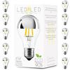 LEDbyLED Lampadina Goccia Specchio 6W Pari a 60W, E27, Vetro Mirror-Trasparente Silver Top, 2700K Luce Calda, filamento LED dritto, 780 Lumen, Pack 10 Pezzi