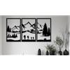 burkfeeg Set di 3 Montagne Decorazione da Parete in Metallo, Nero 43×90cm | Decorazione della Parete di Montagna e Foresta, Pittura Decorativa per la Casa, Soggiorno, Camera da Letto, Interni ed Estern